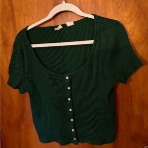 Levis green button up crop top